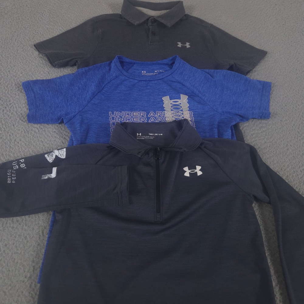 LOT OF 3 Under Armour Shirt Boys‎ Y Medium Multi Tech Gradient Velocity 1/2 Zip